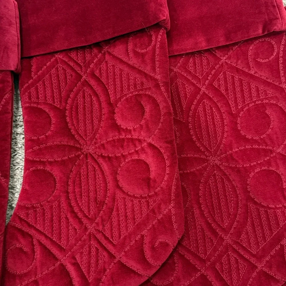 Pottery Barn Red Velvet Stockings Set (4) - Picture 2 of 2